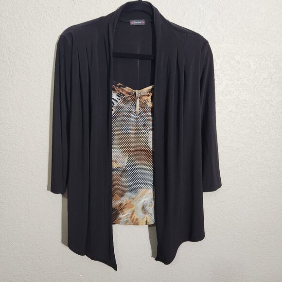 Cocomo Cardigan Blouse Animal Print Medium Black Tiger - Picture 1 of 11
